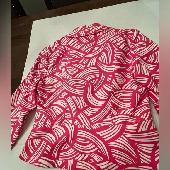 RAFELLA PINK AND WHITE DESIGN SIZE LARGE BLAZER/NOTCHED COLLAR   SINGLE BREASTED - Picture 3 of 8